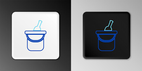 Line Bottle of wine in an ice bucket icon isolated on grey background. Colorful outline concept. Vector.