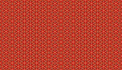 Orange flowers on a bright pattern without a seam