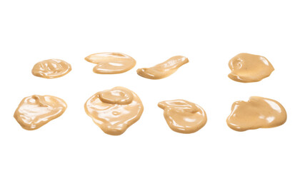 Mushroom sauce splashes isolated on white background.