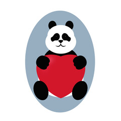 panda with a heart illustration
