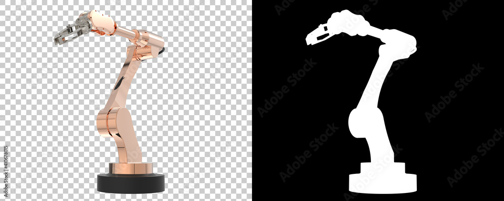 Poster factory robot isolated on background with mask. 3d rendering - illustration
