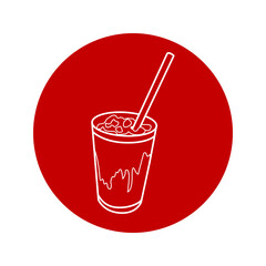 Iced coffee with ice vector icon, Symbol, logo illustration.