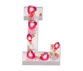 Garland light font. Valentines day. Letter L.