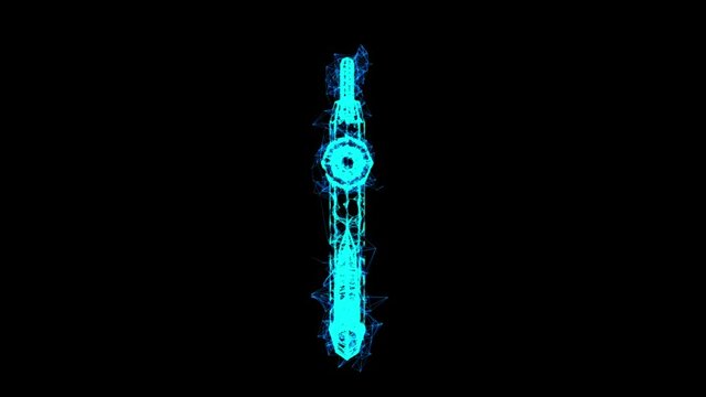 Nautical sea anchor for vessel ship. Wireframe low poly mesh technology. Available in 4K FullHD and HD video