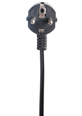Black plug cable isolated on white background