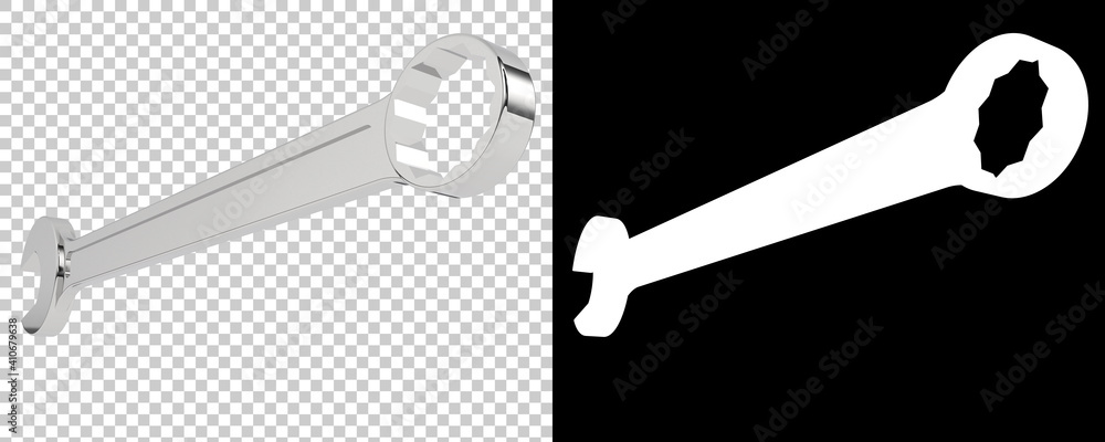 Aufkleber wrench isolated on background with mask. 3d rendering - illustration