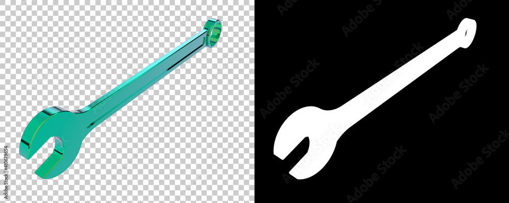 Poster wrench isolated on background with mask. 3d rendering - illustration