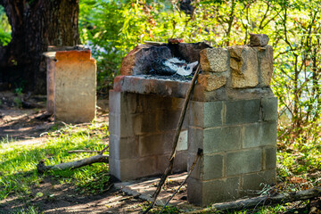 Fototapeta premium wooden fence in forest