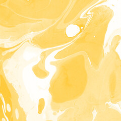 Yellow luxury marble ink texture on watercolor paper background. Marble stone image. Bath bomb...