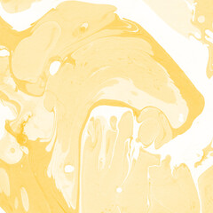 Yellow luxury marble ink texture on watercolor paper background. Marble stone image. Bath bomb...