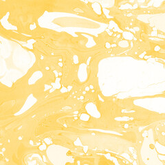 Yellow luxury marble ink texture on watercolor paper background. Marble stone image. Bath bomb...