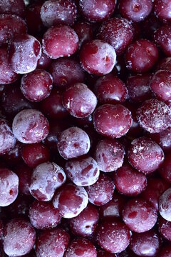 Background of frozen cherry berries