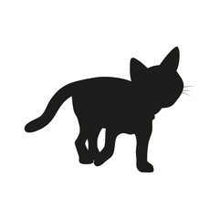 Black cat, silhouette, vector illustration on white isolated background