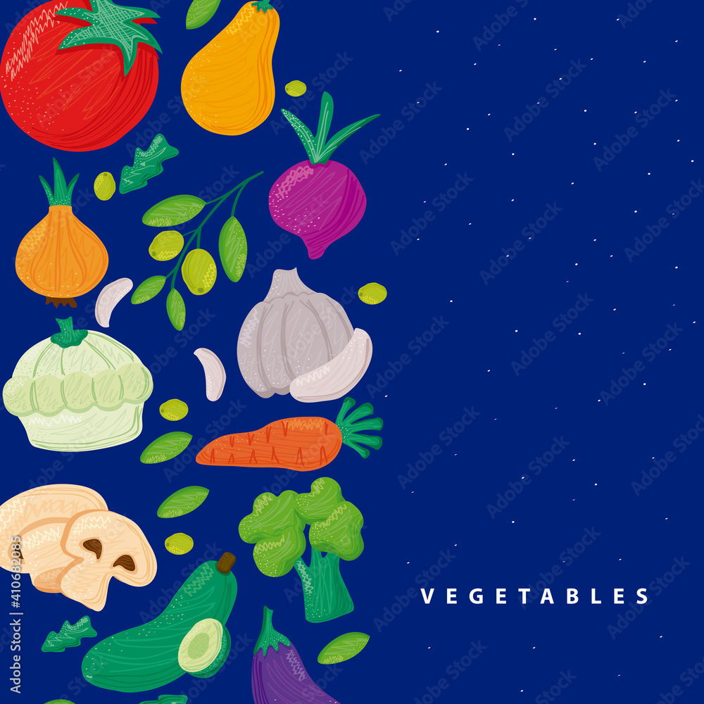 Canvas Prints pattern of vegetables healthy food in blue background