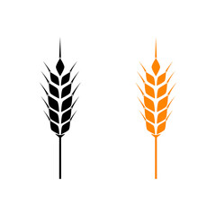 Black and orange abstract ears of wheat. Vector illustration on white isolated background