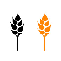 Black and orange abstract ears of wheat. Vector illustration on white isolated background