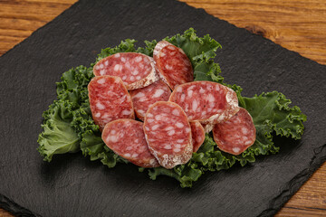Iberian pork Fuet sausage slices