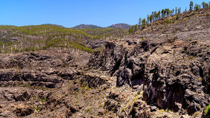 Rocky landscape in the mountains of the island of Gran Canaria. Spain