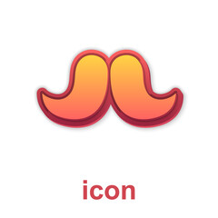 Obraz premium Gold Mustache icon isolated on white background. Barbershop symbol. Facial hair style. Vector.