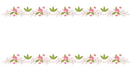 Floral border elements. Botanical bloom beautiful spring frame