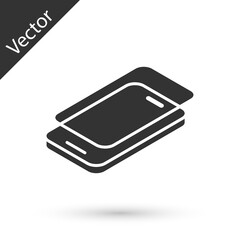 Grey Glass screen protector for smartphone icon isolated on white background. Protective film for glass. Transparent soft glass for mobile phone. Vector.