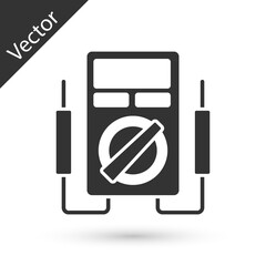 Grey Ampere meter, multimeter, voltmeter icon isolated on white background. Instruments for measurement of electric current. Vector.