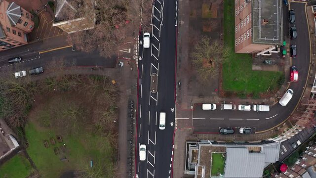 Top down drone shot of City road London