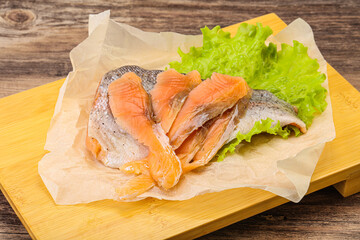 Sliced natural wild trout fillet