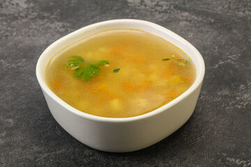 Tasty chicken soup with carrot