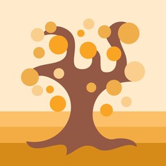Autumn, creative vector illustration. A tree with yellow leaves.