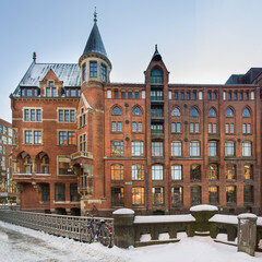 Winter Speicherstadt Hamburg Pickenhuben entzerrt