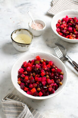 Traditional Russian and Ukrainian vegetable salad Vinaigrette