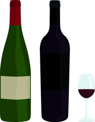 Red and white wine glass bottle