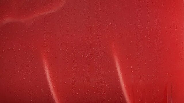 Ice strawberry fruit juice crush machine rotating inside, closeup detail