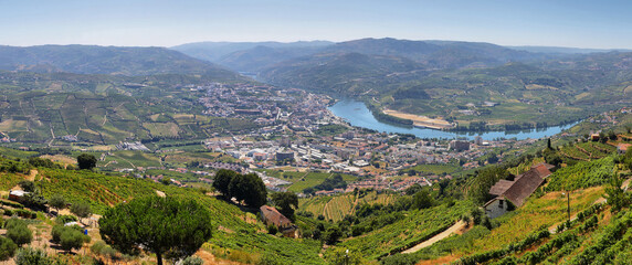 Fototapeta na wymiar Amazing views of Douro vineyards from Sao Anthony (Peso de Regua) viewpoint, Portugal
