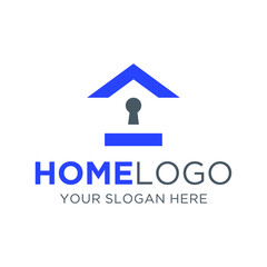 Simple house with key hole logo