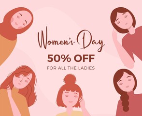 Women's day illustration concept in flat design premium vector