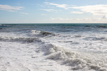 Fototapeta na wymiar Wave near the shore close-up