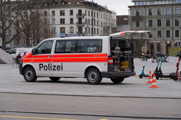 Police car in the city of Zurich, Switzerland. © Michael Derrer Fuchs