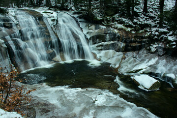 Winter waterfall in a Czech Republic. Magic place. 