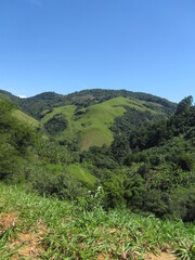 Naklejka premium typical rural landscape in Brazil, with green hills 