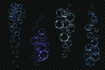 Soap bubbles on a transparent background. Bubble Sets