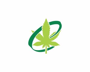 Letter C with Cannabis leaf logo vector 001