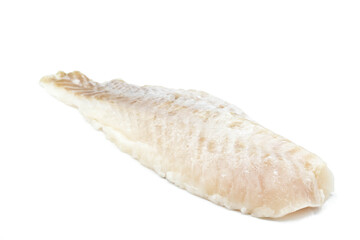 Frozen redfish fillet isolated on a white background