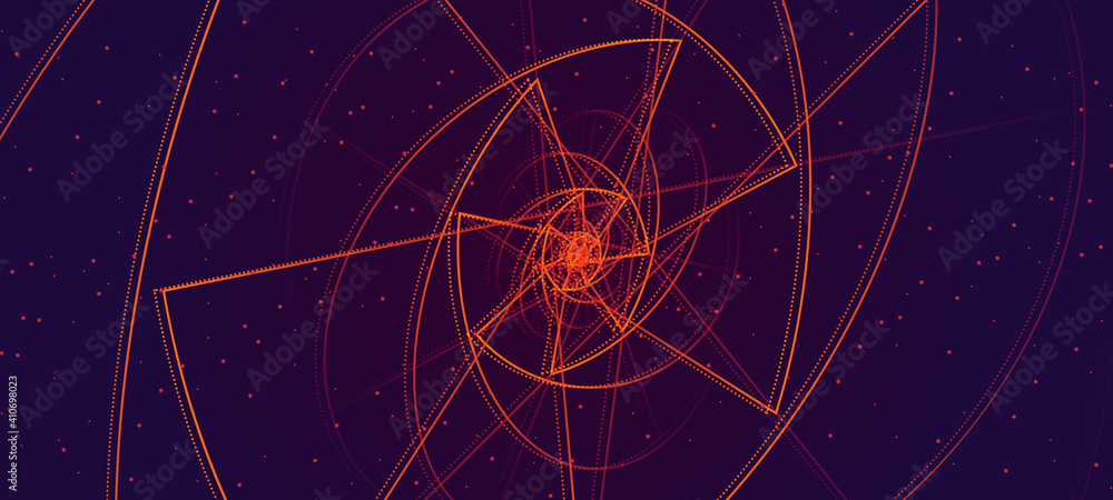Poster atom on black background . abstract fractal background .