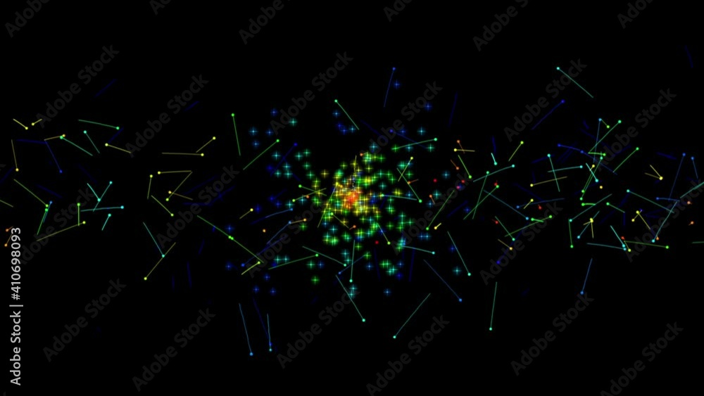 Poster isolated black background. abstract sparkler sparkles festively with bright glowing and flying multi