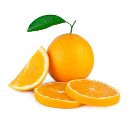 Oranges and slices isolated on a white background