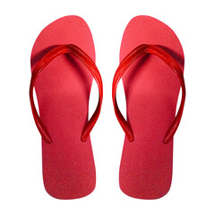 Red flip flops isolated on white background