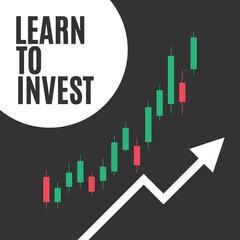 Learn To Invest, Stock Market Vector Illustration Background