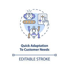 Quick adaptation to customer needs concept icon. Industry 4.0 goal idea thin line illustration. Adapting to shifting client expectations. Vector isolated outline RGB color drawing. Editable stroke